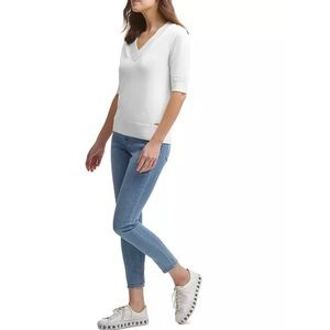 Jeanne Pierre cotton sweater half sleeve v neck